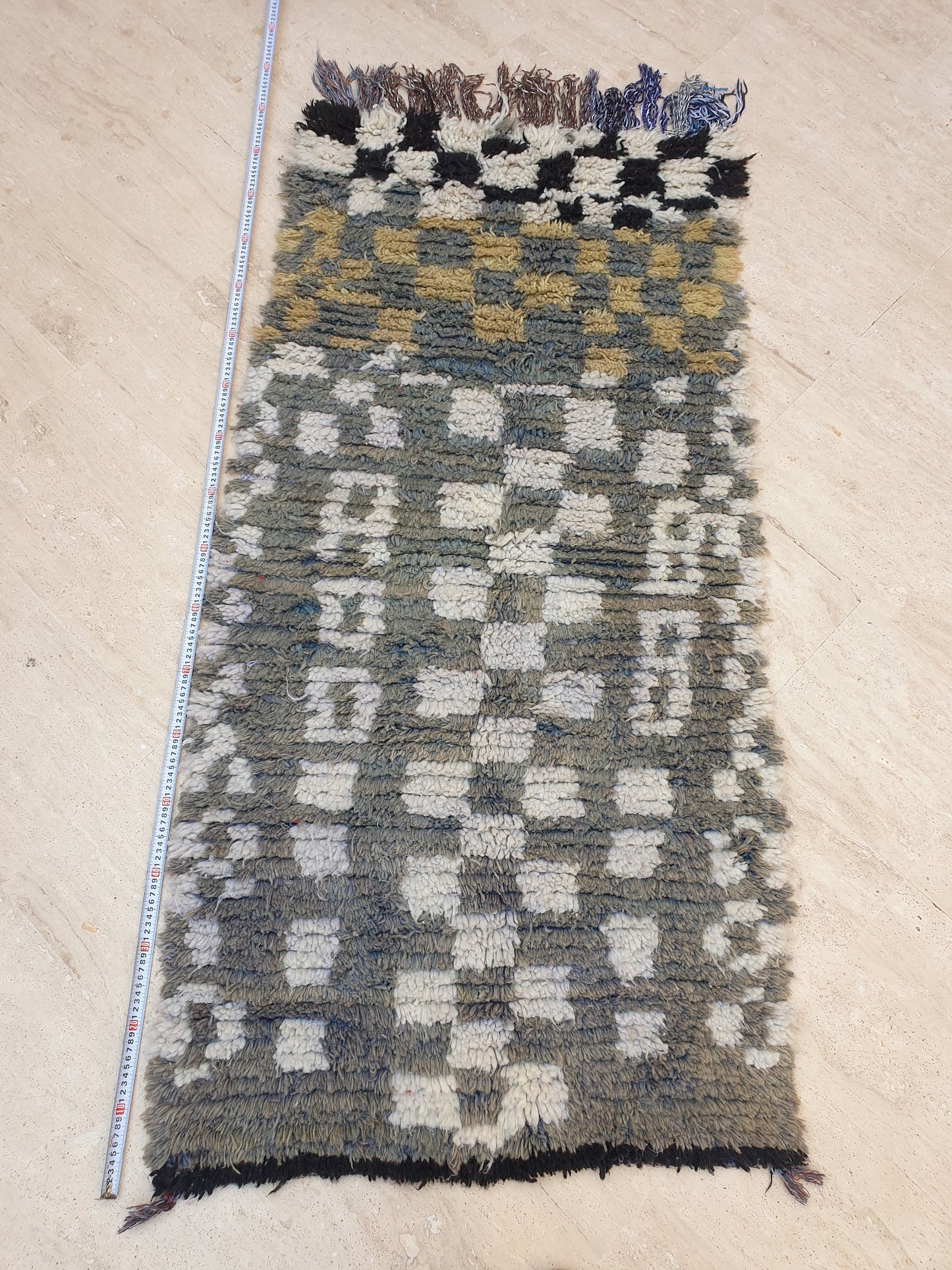 Vintage Moroccan Rug 2.7x6 gray runner rug, grey boujaad accent rug bedroom rug living room rug boucherouite rug
