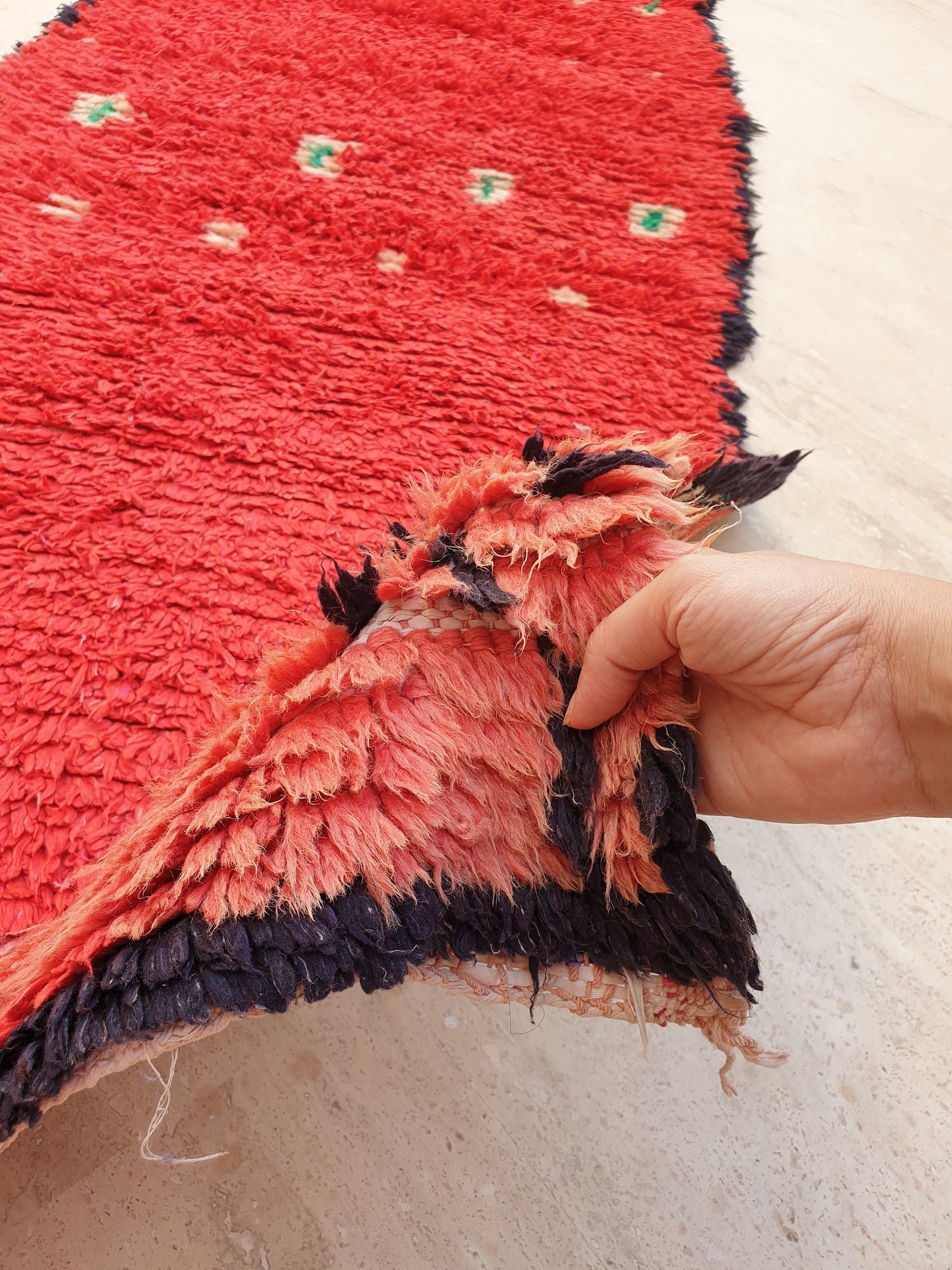 Vintage Moroccan Rug 3x9.2 Gorgeous Unique Red Boujaad Statement Runner Rug, red living room rug Abstract rug