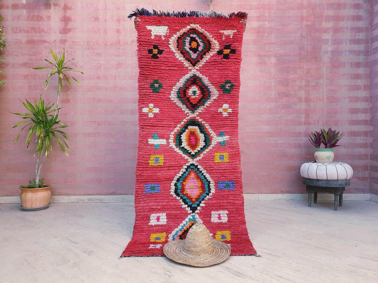 Moroccan Runner Rug 3x7 Super Pretty Colorful Boujaad rug "HappY"  Super unique soft rug living room rug