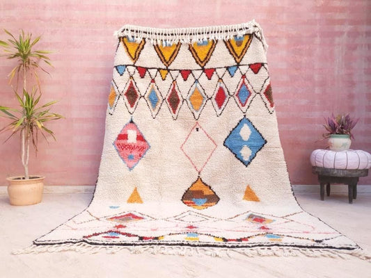 Finest Moroccan Rug, Soft Designer by Me 6.3x9.2 Berber Azilal Rug, beni ourain rug, Nursery rug bedroom rug