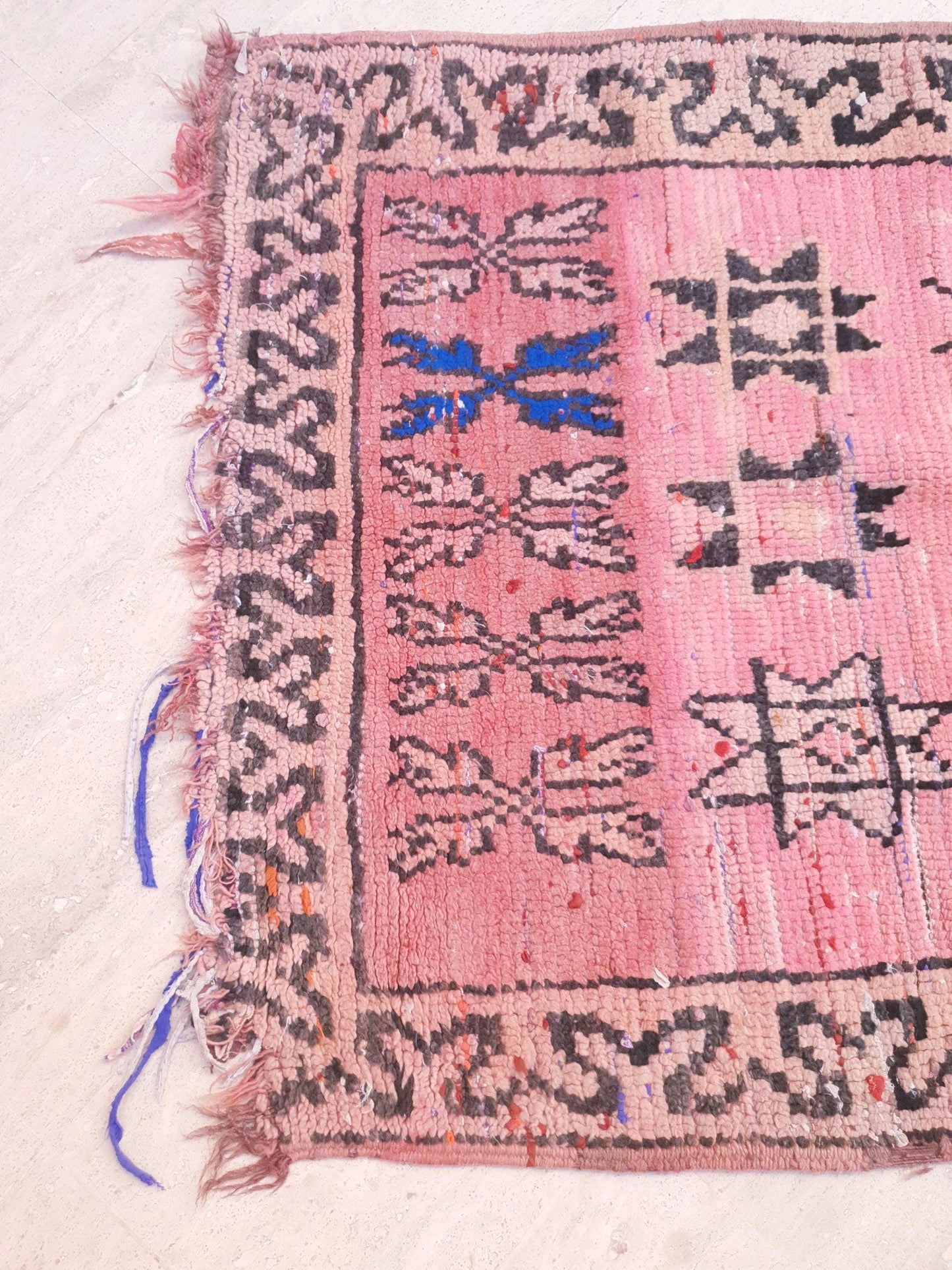 Vintage Moroccan Runner Rug, Faded Pink Boujaad Runner 3.1x7.8  Blush Pink Berber Rug, Rare Tribal Moroccan rug, Old Rose Bohemian Beauty