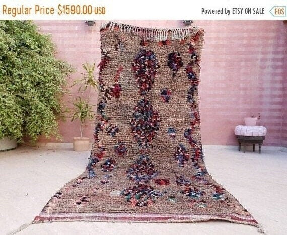 Vintage Moroccan Rug 4.8x10.3 Gorgeous trubal rug, wool berber rug, boujad rug handmade rug living room berber rug