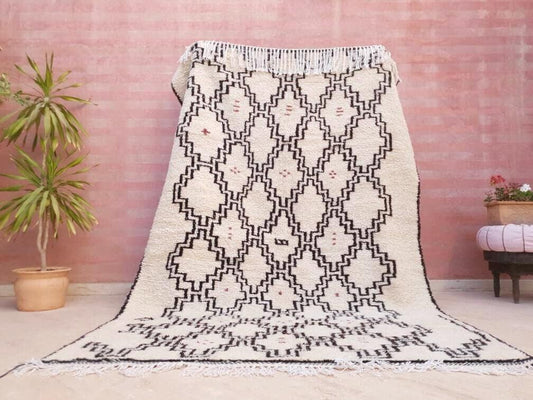 Fine Morrocan Rug 6x9 Most Authentic Berber Azilal wool rug by Myself - Geometric Living room rug, handmade wool rug