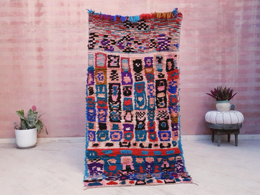 Vintage Moroccan Rug 3.3x6.4 Stunning Authentic Vintage Azilal rug, Colorful Rug Beni Ourain Rug, living room rug