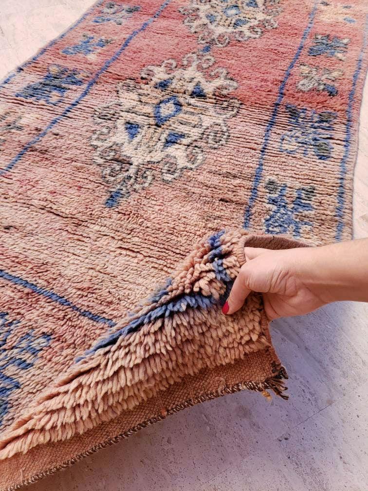 Vintage Moroccan Rug 3.8x7.7 Gorgeous Boujaad rug "Mystic Butterfly" Blush Peach boujad rug  blush pastels