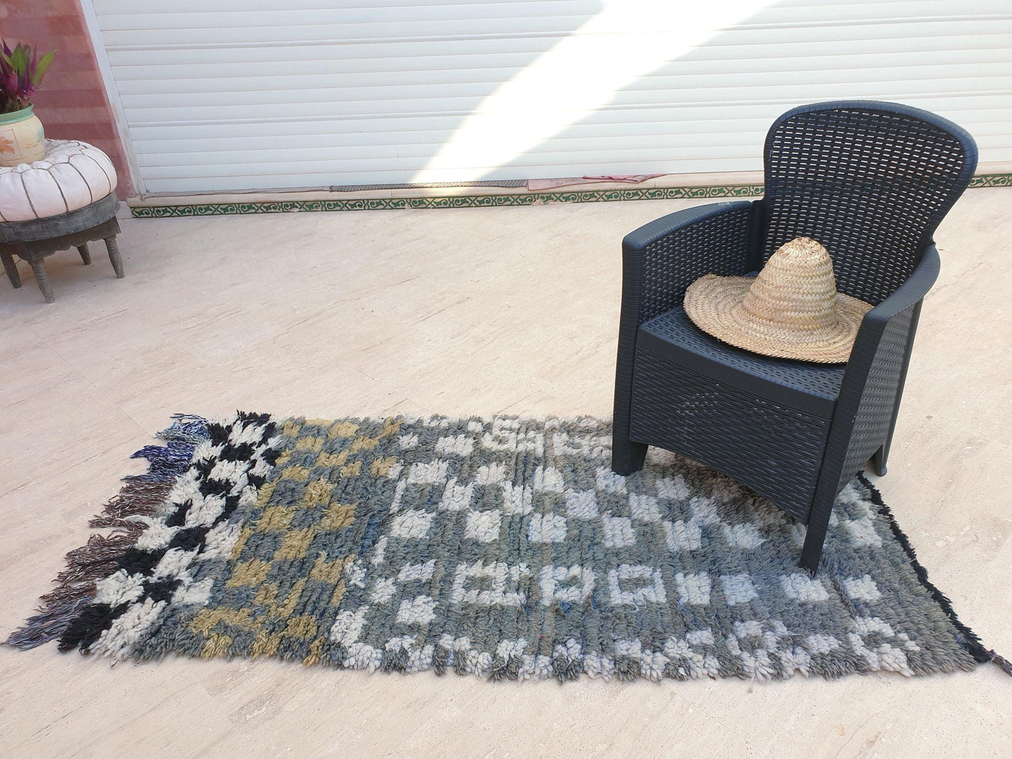 Vintage Moroccan Rug 2.7x6 gray runner rug, grey boujaad accent rug bedroom rug living room rug boucherouite rug