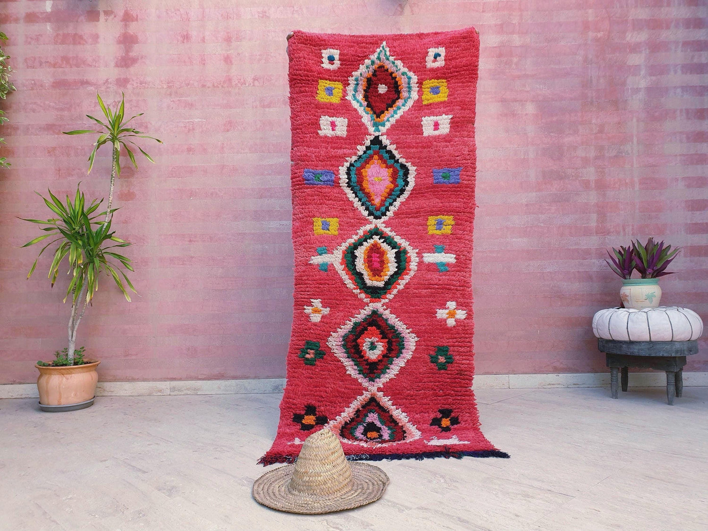 Moroccan Runner Rug 3x7 Super Pretty Colorful Boujaad rug "HappY"  Super unique soft rug living room rug