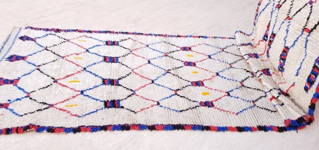 Vintage Moroccan Azilal Rug, Large Tribal Bedroom Rug (4.25x13 ft)