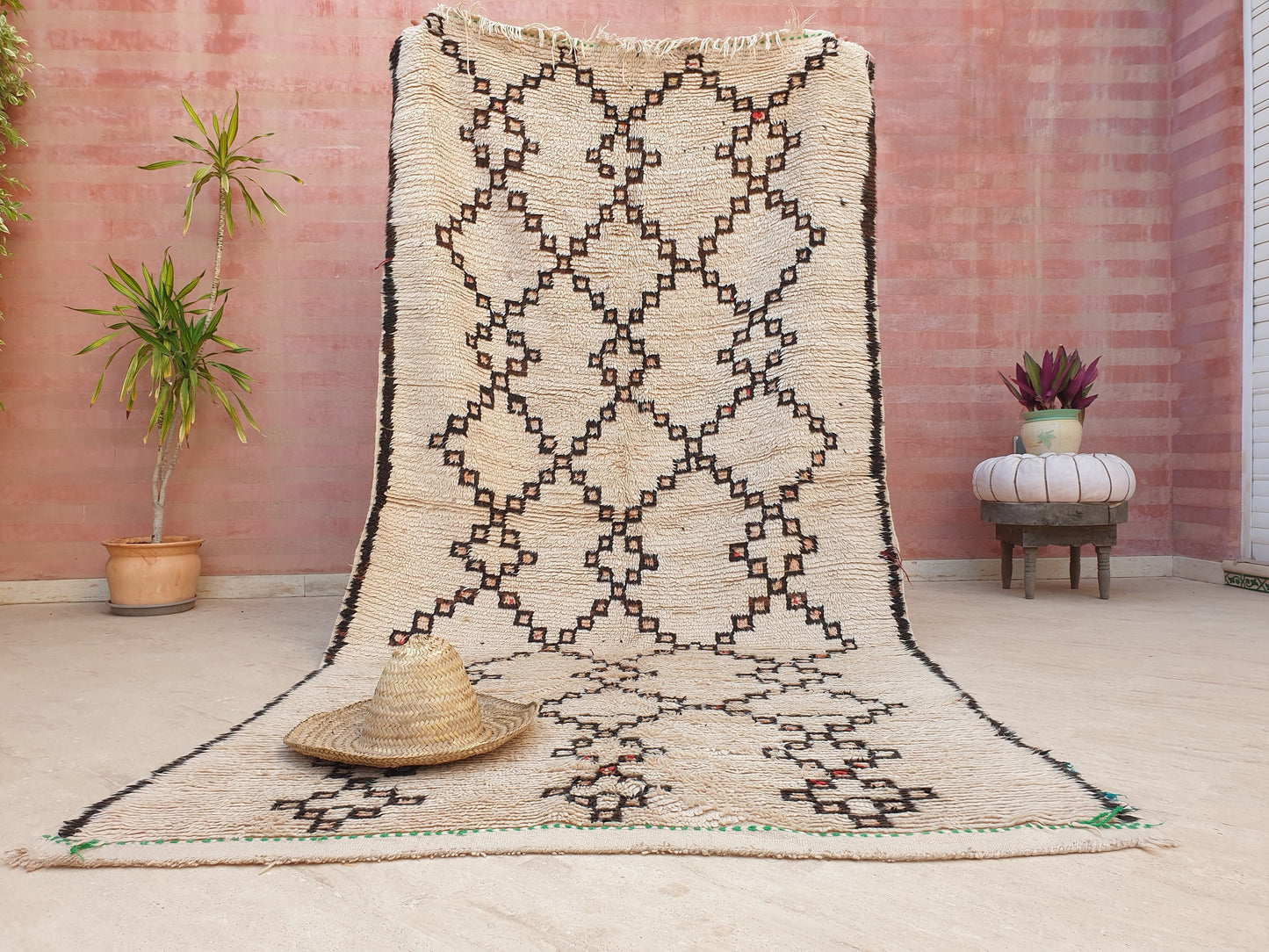 Vintage Berber Azilal Rug 5x10.5, Beige Moroccan Rug