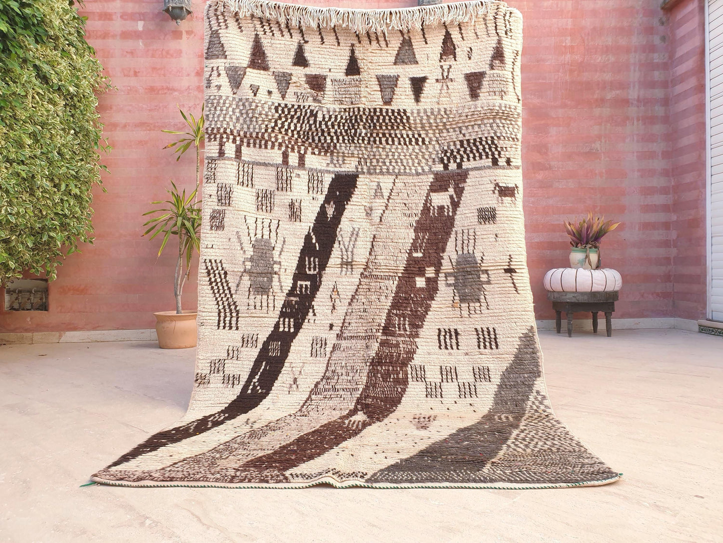 Vintage Moroccan Azilal Rug, Earth Tone Wool Rug, Tribal Art 4.5x8.2