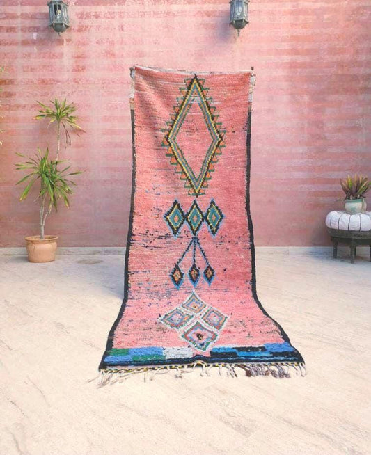 Vintage Moroccan Boujaad Runner Rug, Artistic Hallway Decor (3.3x9.3 ft)