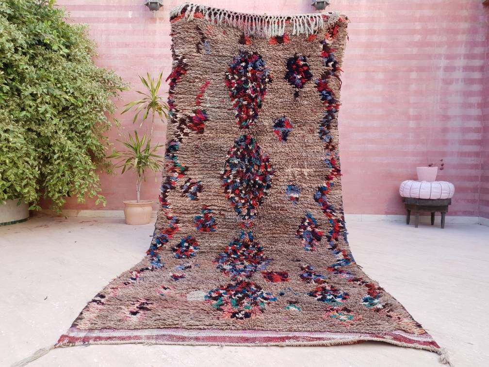 Vintage Moroccan Rug 4.8x10.3 Gorgeous trubal rug, wool berber rug, boujad rug handmade rug living room berber rug