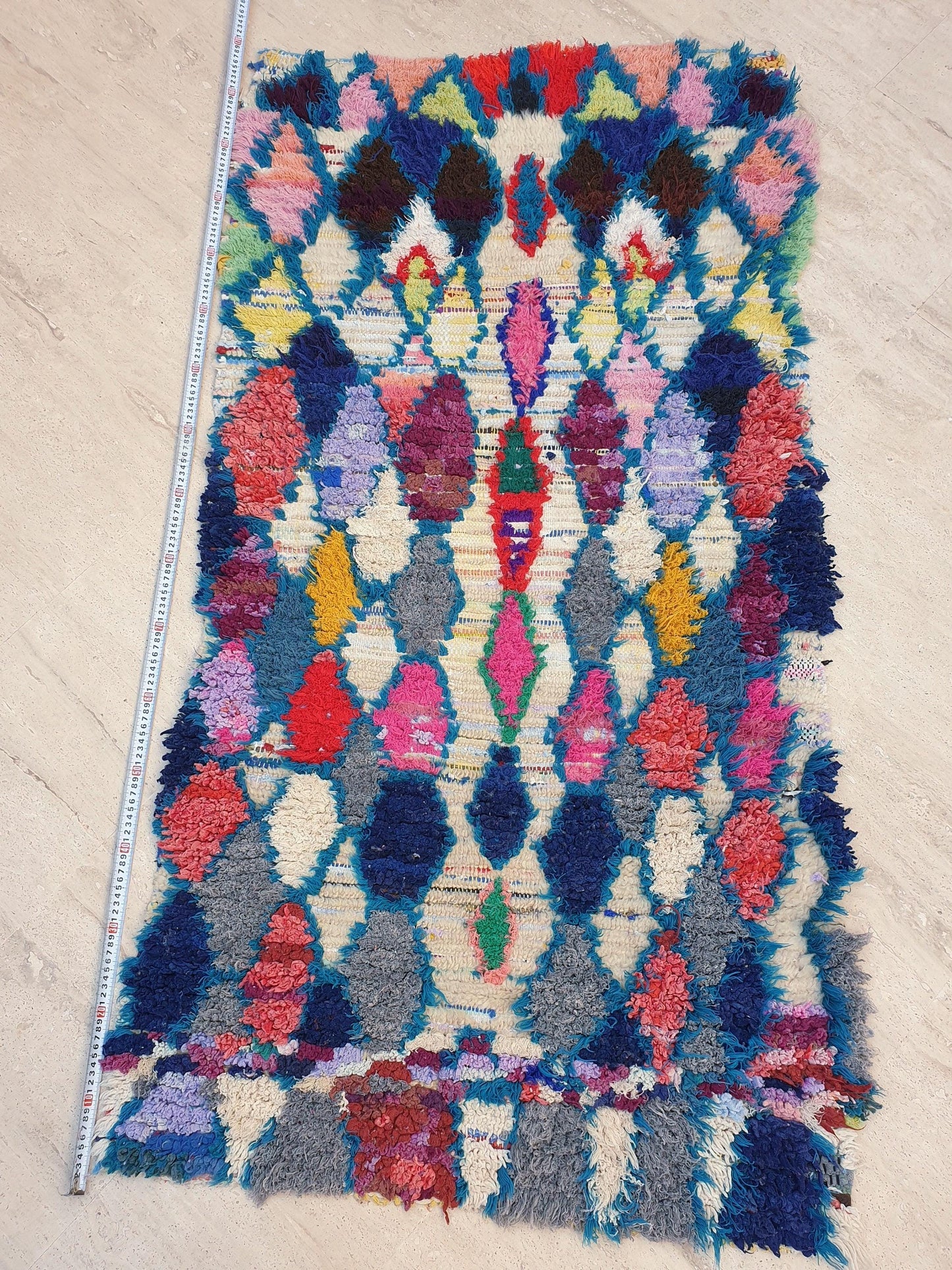 Vintage Moroccan Rug 3x5.7 Gorgeous Vintage Boujaad Rug | Wool Berber Azilal Rug | Rare Tribal rug | accent rug