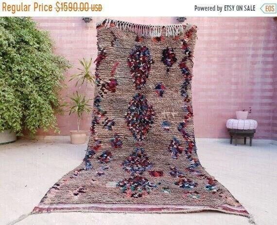 Vintage Moroccan Rug 4.8x10.3 Gorgeous trubal rug, wool berber rug, boujad rug handmade rug living room berber rug