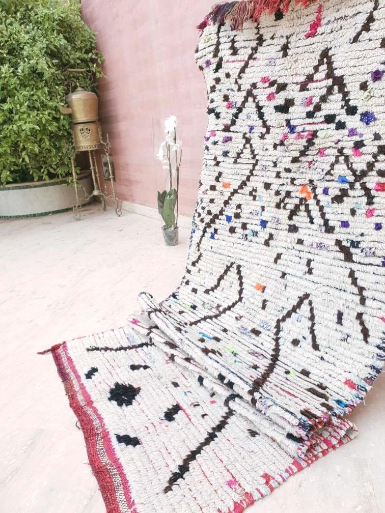 Vintage Berber Azilal Runner Rug, Moroccan Sprinkles Design (3x7.3 ft)